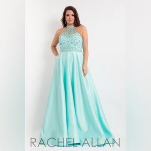 Elegant Mint Halter Gown